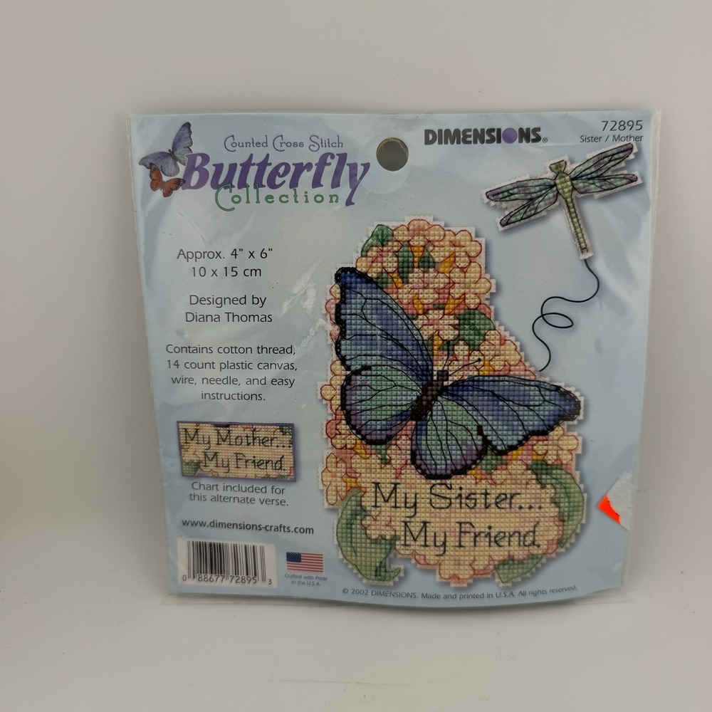 Dimensions Unisex OS Blue Butterfly Sister Mother Cross Stitch Kit 72895